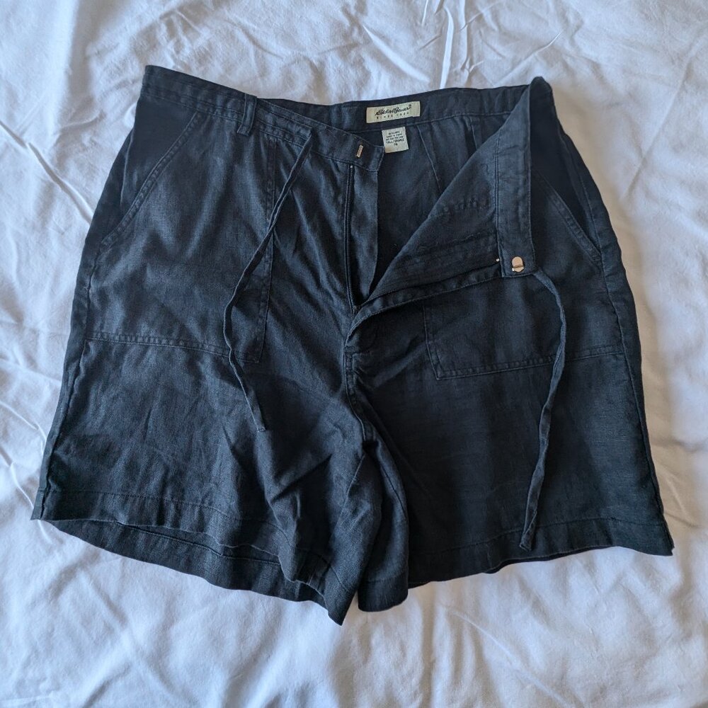 Women's Black Linen Shorts Size 16